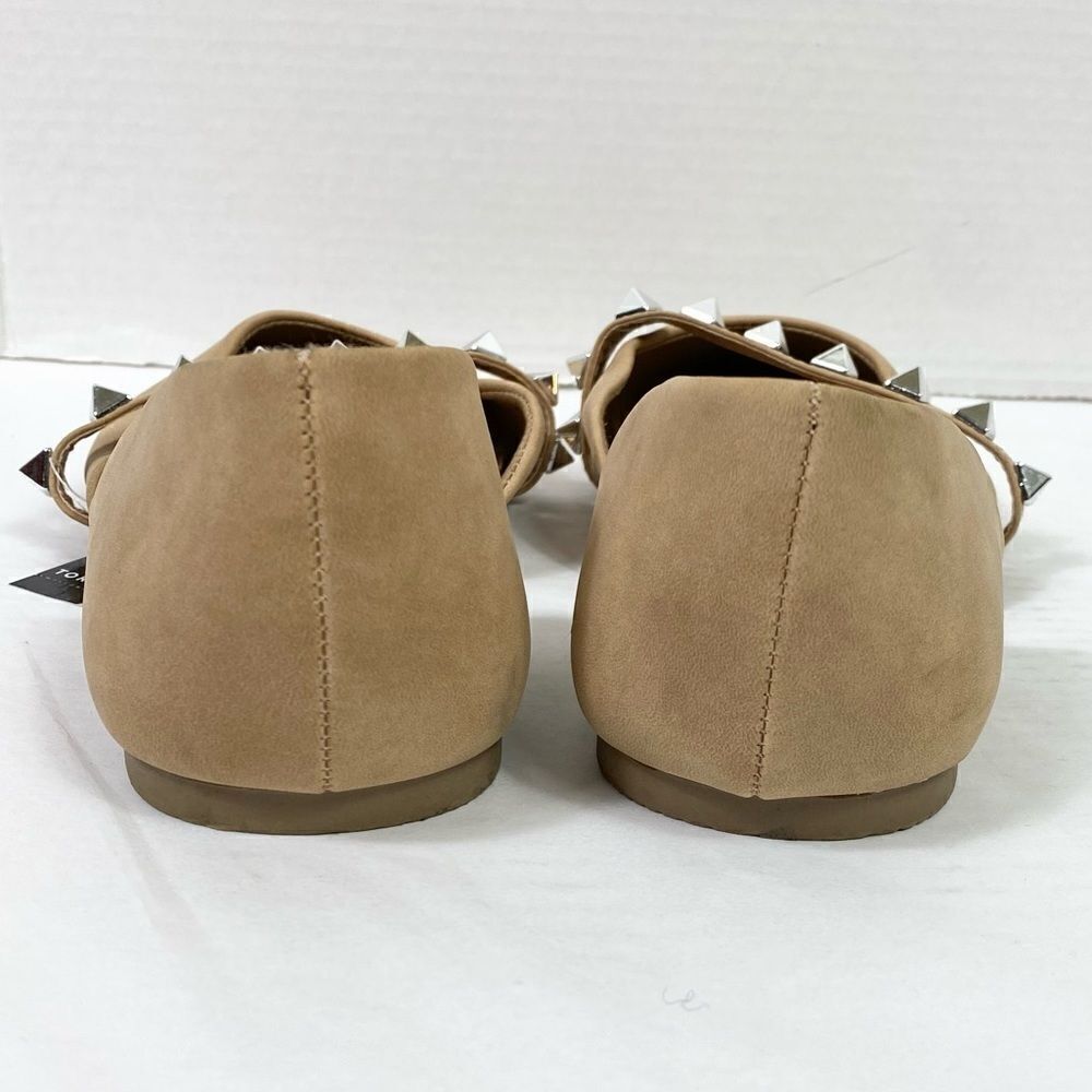 9WW Torrid Tan Faux Leather D’Orsay Studded Pointed Toe Ballet Flats - Picture 3 of 6
